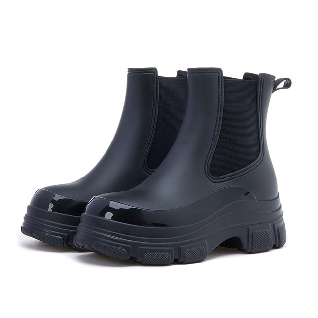Cross-Border Fashion Rain Boots Women's Waterproof Shoes Martin Boots Thick-Soled Rain Boots Chelsea Non-Slip Water Boots Rubber Shoes for Outer Wear