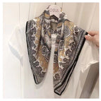 Brilliant cashew gray silk scarf square scarf