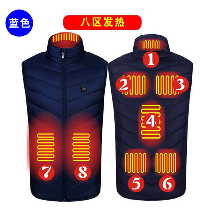 Factory Direct Sales Cross-Border New Smart Heating Vest Winter Constant Temperature Electric Heating Cotton Clothing Casual Stand-Up Collar Warm for Men and Women