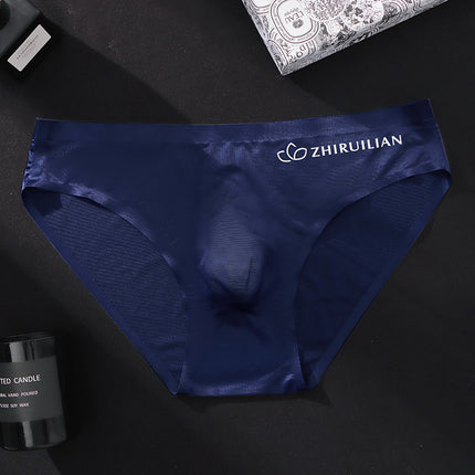 Foreign trade explosions men's briefs breathable comfortable letter sports sexy transparent egg ice silk low waist underwear head
