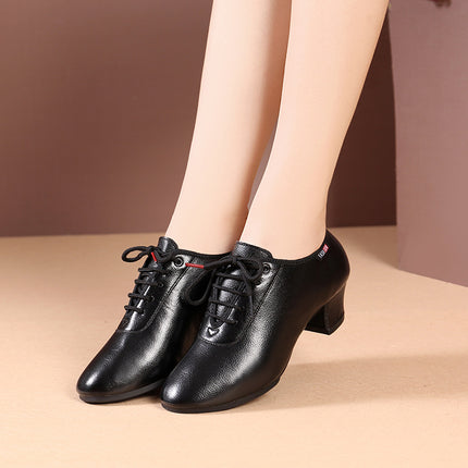 New Adult wine red Square Dance Shoes Genuine Leather Women's Soft-soled Teacher's Shoes Sarman Dance Shoes Latin Dance Shoes