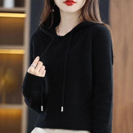 Autumn and Winter New Hooded Knitwear Women's Casual Loose Large Size Sweater Jacket Korean Solid Color Lazy Thickened Hoodie