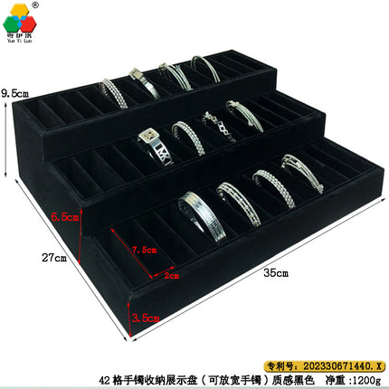 Black High-End Three-Layer Bracelet Display Bracelet Rack Jewelry Tray Ring Earrings Storage Rack Props