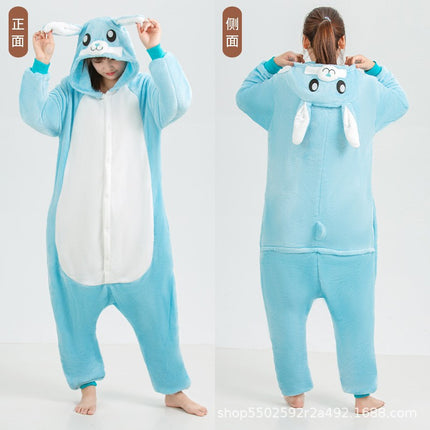 Mixed batch autumn and winter flannel cartoon one-piece pajamas home performance clothes toilet version adult home clothes pajamas