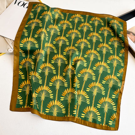 Simulated Silk Printed Silk Scarf for Women, Korean Cashew Leopard Print Headscarf, Four-Season Scarf, Professional Scarf Wholesale