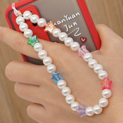Handmade pearl beaded mobile phone chain mobile phone case lanyard pendant wrist pendant diy accessories