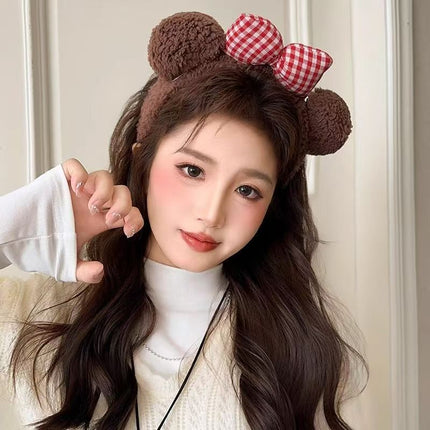 Korean Style Cute Plush Headband, Hairband, Face Wash and Mask, Special Cartoon Bow Makeup Popular Headband