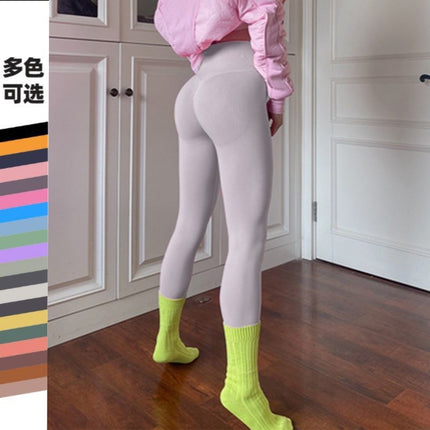 Popular High-Waisted Butt-Lifting Fitness Leggings for Women, High Elasticity, Quick-Dry, Tight-Fitting, Cropped Peach Yoga Pants