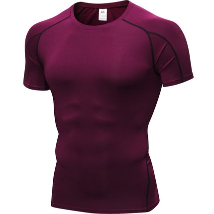 Men's PRO Tight Short-sleeved Fitness Sports Running Training Suit Elastic Quick-drying Clothes Short-sleeved T-shirt Clothes 1053