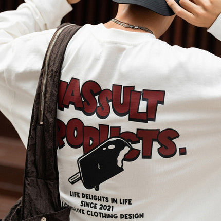 MASSULTI 23AW a bit sweet ice cream fun printed retro autumn loose tee heavy long sleeve T-shirt