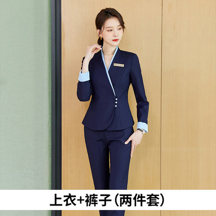 Hotel front desk reception work clothes suit professional suit women's high-end embroidered new Chinese style welcome ceremony clothes