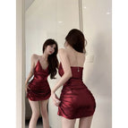 Burgundy dress / Free size【 40-60kg 】