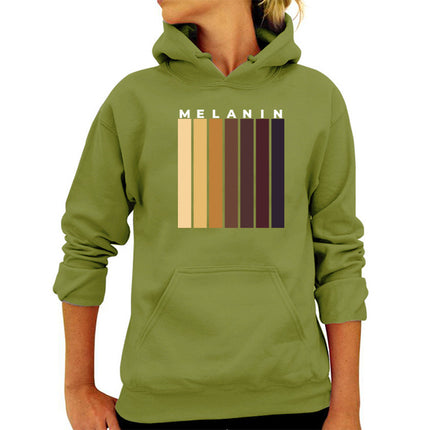 MELANIN striped printed hooded sweater autumn and winter European and American women's top loose Amazon foreign trade cross-border