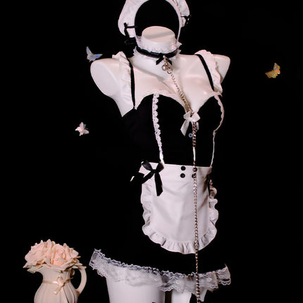 Sexy Nightgown with Breast Pads, Maid Cos Outfit, Lace Intimates, Sexy Temptation, Pure Lust Style Nightgown, High-End Qqny
