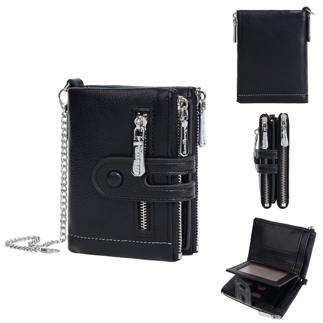 Baellerry New Cross-Border Women's Wallet Double Zipper Fashion 70% off Short Multi-Card Slot Wallet Card Holder for Women