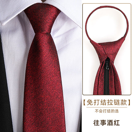 Dress Business Tie Men's and Women's Groom Wedding Black Zipper Korean Narrow No Lazy Striped Bow Tie Plaid