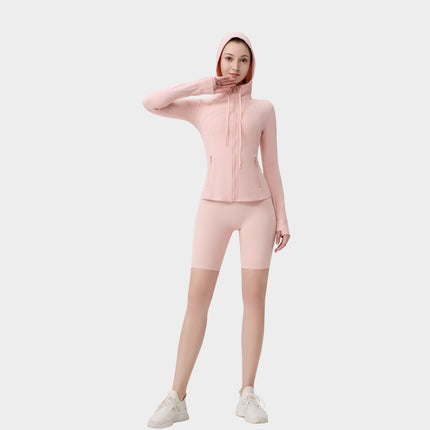 [in Stock] Ld Five-Piece Hooded Yoga Suit for Women, Fitness Yoga Set, High-Waisted, Barely-There Feel, Tight-Fitting Sportswear