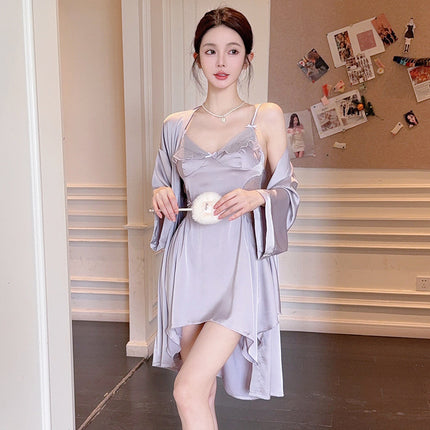 Sexy Pajamas for Women with V-Neck and Chest Pads, Two-Piece Pajamas, Internet Celebrity Suspender Backless Nightgown, Nightgown, Home Wear