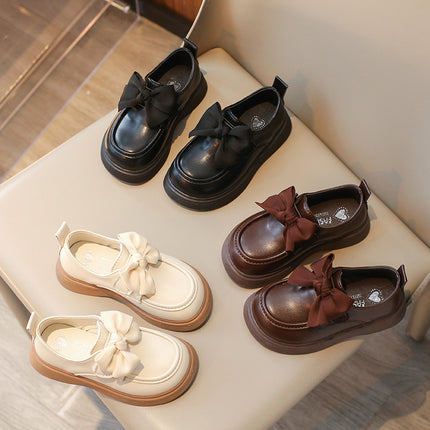 Girls' leather shoes autumn 2024 new children's shoes bean shoes little girl princess western style performance shoes wholesale