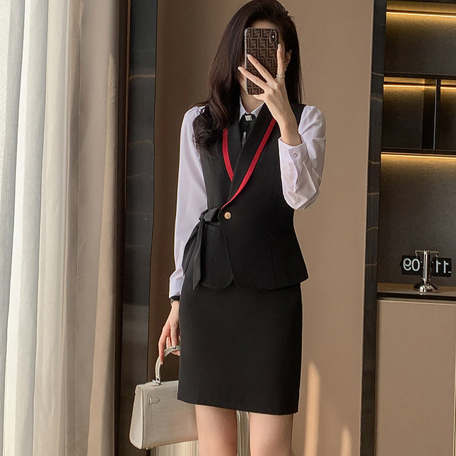 Professional suit women's waistcoat workwear hotel front desk strap vest jewelry store beautician work clothes temperament suit