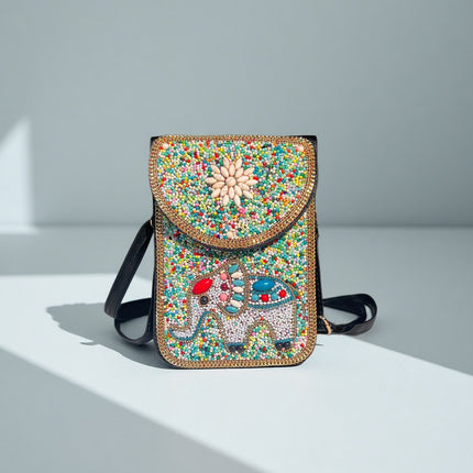 Bohemian Women's Mobile Phone Bag Xinjiang Inner Mongolia Yunnan Tourist Souvenirs Retro Heavy Industry Rice Bead Shoulder Bag