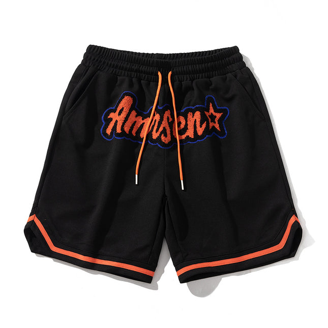 Men's Summer Sports Shorts Street Fashion Brand Mesh Basketball Oversize Design Loose Casual Straight-Leg Shorts