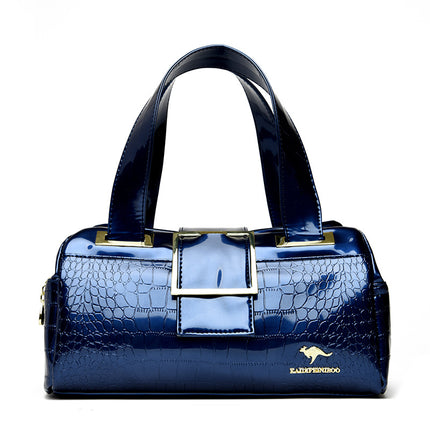 Cross-border Women's Bag 2024 New Multi-layer Shoulder Bag Soft Leather Middle-aged Mother Patent Leather Handbag Boston Pillow Bag