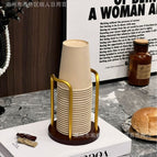 [single cup gold] walnut color disposable paper cup holder