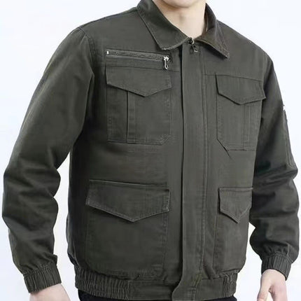 Summer Pure Cotton Anti-Scald Welding Worker Air-Conditioning Suit, Heat-Resistant Cooling Fan Clothing, Construction Site Labor Protection Workwear