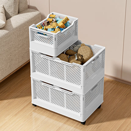 Folding Storage Basket Household Dormitory Desktop Finishing Storage Basket Stackable Wheeled Outdoor Car Large Storage Frame