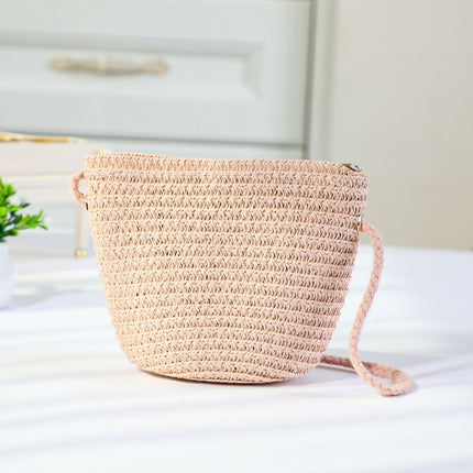 Straw Handmade Bow Woven Mobile Phone Bag Cross-border Hot Selling Women's Crossbody Seaside Straw Woven Crossbody Woven Bag Factory