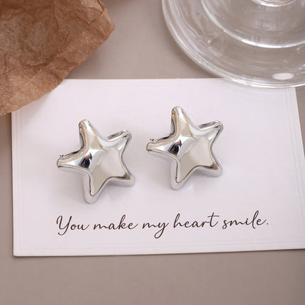 European and American Style Simple Elegant Metal Wind Ring Earrings Retro Exaggerated Irregular Electroplating High-grade Earrings for Women