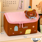 Little house pencil case brown with badge