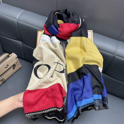 Cross-border Autumn and Winter Explosions European and American Color Matching Plaid Cashmere Scarf British Style Fashion All-match Warm Shawl Scarf