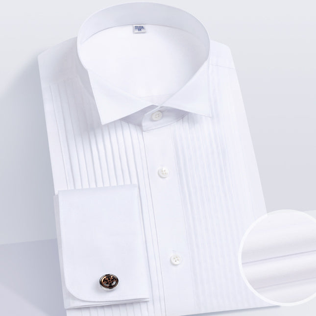 Dress Shirt Men's Long-Sleeved White Swallow Wing Collar French Cufflinks Wedding Wedding Men's Groom Banquet White Shirt