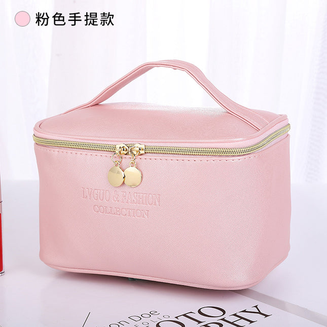 New Cross Pattern Pu Leather Cosmetic Bag Waterproof Storage Toiletry Bag Portable Multi-Functional Skin Care Product Storage Cosmetic Bag