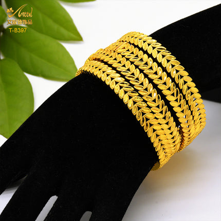 Cross-Border fashion Vietnam Gold hollow bracelet vacuum plating 24k not easy to fade wedding vintage carved bracelet