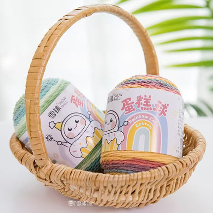Cake Thread Snowball Wool Ball 5 Strands Milk Cotton Thread Rainbow Color Section Dyed Wool Scarf DIY Knitting Wool Ball