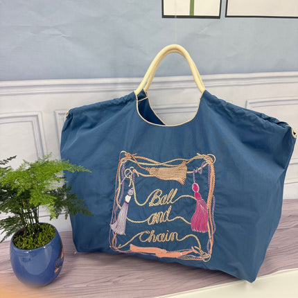 ball chain Japanese high quality eco-friendly shopping bag embroidered hand canvas bag nylon shopping bag