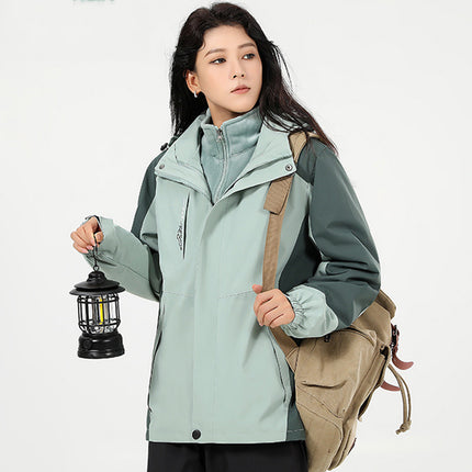 Trendy Charge Clothes Men's and Women's Three-in-One Detachable Mink Velvet Liner Autumn and Winter Outdoor Windproof Waterproof Mountaineering Suit
