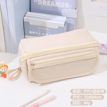 Simple Pencil Case Large Capacity Stationery Box Junior High School Students Macaron Storage Box Comes Storage Bag Small Bag