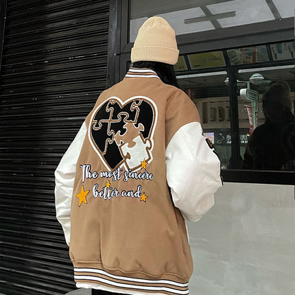 American Retro Baseball Suit Women's Spring New 2022 Fashion Brand Couple's Jacket Towel Embroidered Puzzle Thickened Jacket