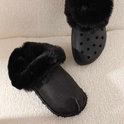 Wholesale hole shoes winter liner fur cover fleece-lined heel belt warm plush men and women detachable shoe cover shoelaces