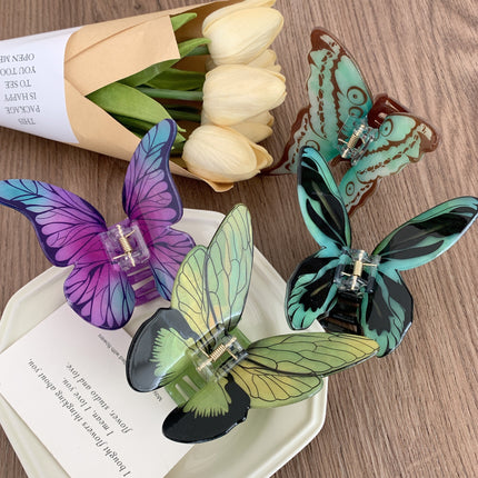 YHJ Hair Accessories New High-end Sense Simulation Butterfly Grab Clip Disc Hair Printing Hairpin Back Head Shark Clip Hair Grab
