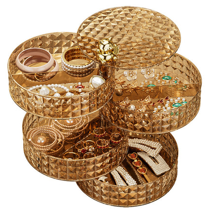 Desktop Rotating Jewelry Storage Box Home Dormitory Multi-Layer Cosmetics Storage and Organization Jewelry Box Dust-Proof Storage Rack