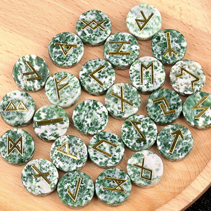 Natural Crystal Agate Rune Letters 25 Pieces Per Pack Disc Set Scandinavian Germanic Stone Jewelry