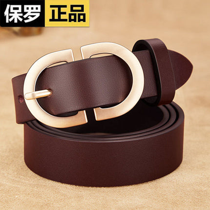 King Paul Belt Women Genuine Leather Pin Buckle Cowhide Belt Women Fashion Trendy Belt Women's New Wholesale