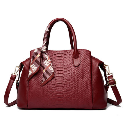New Cross-Border Handbag Women's Bag Crossbody Large Bag Large Capacity Fashion Retro Versatile Crocodile Pattern Boston Pillow Bag