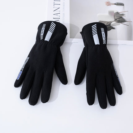 Outdoor Warm Cycling Sports Gloves, Cold-Proof, Windproof, Fleece-Lined, Touchscreen-Compatible, Winter Cross-Border Anti-Slip Model for Students
