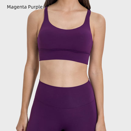 Cross-border Naked Cross-back Fitness Yoga Bra High Strength Shockproof Running Sports Underwear for Women S2010